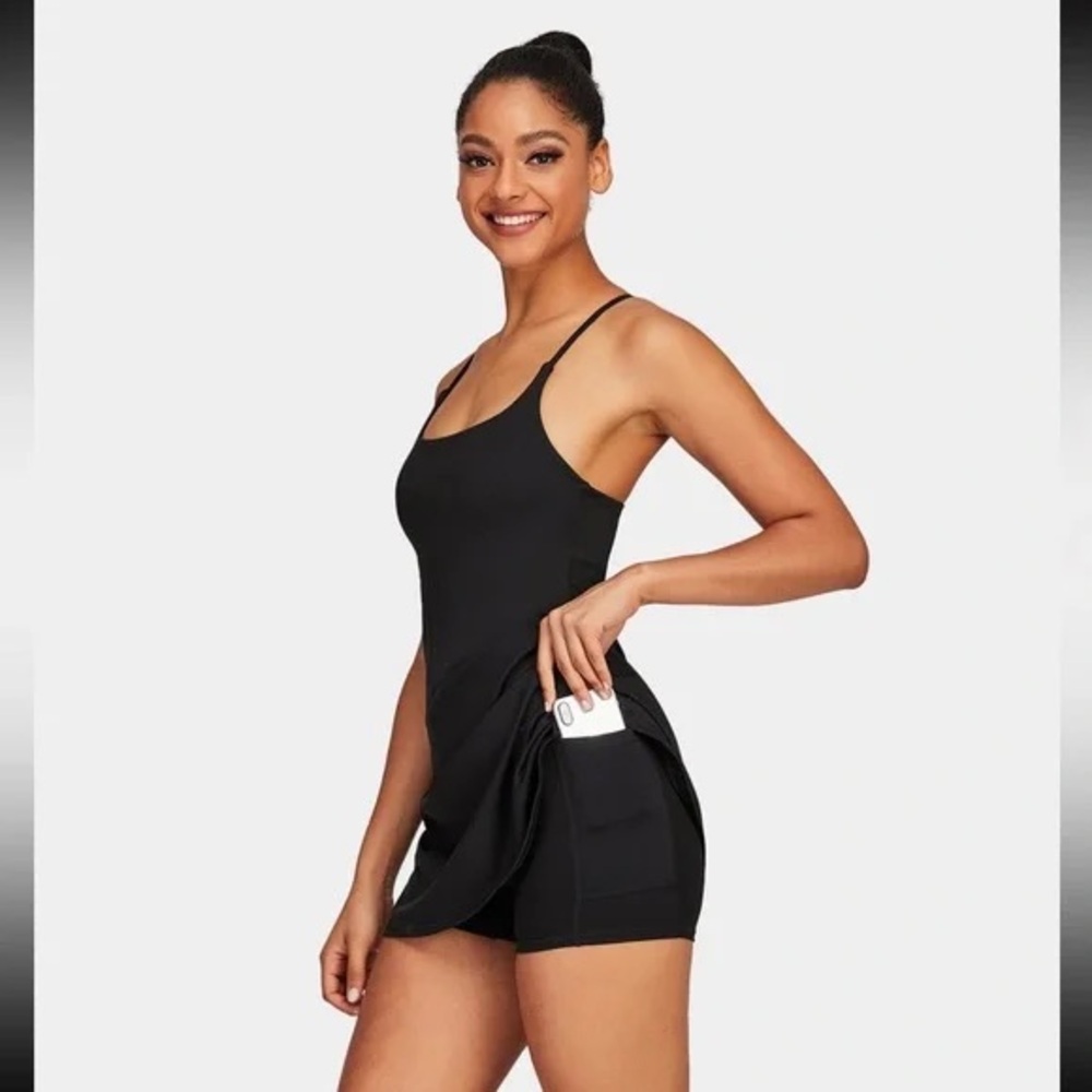 HALARA Black Athletic Dress with Built-In Shorts